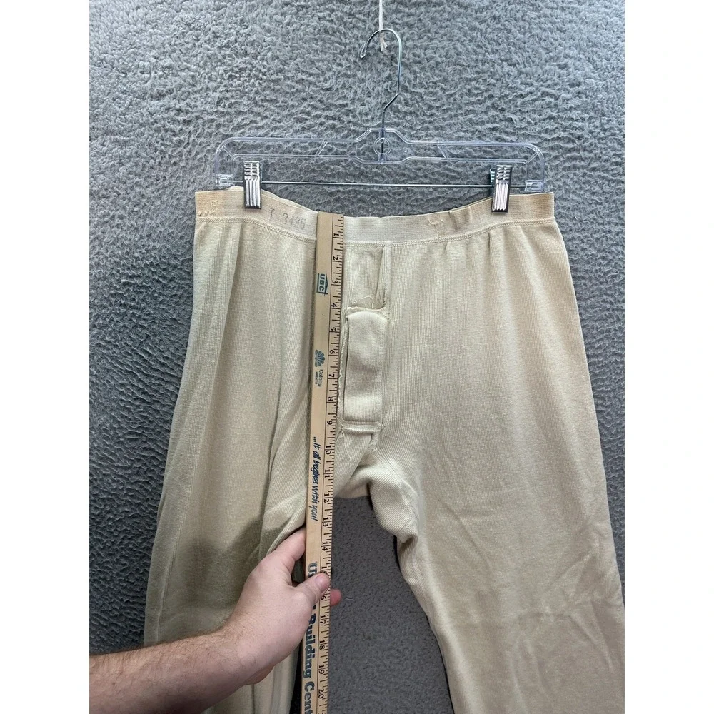 Vintage Military Long Johns‎ Mens 34x26 Tan Wool Blend Thermals Army 1950s *